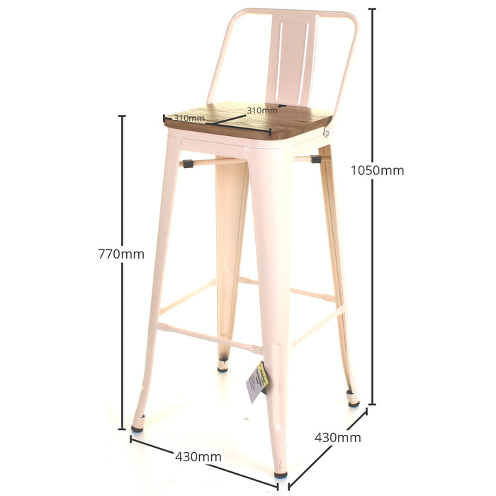 Tolix Style Tuscany Bar Stool - Cream