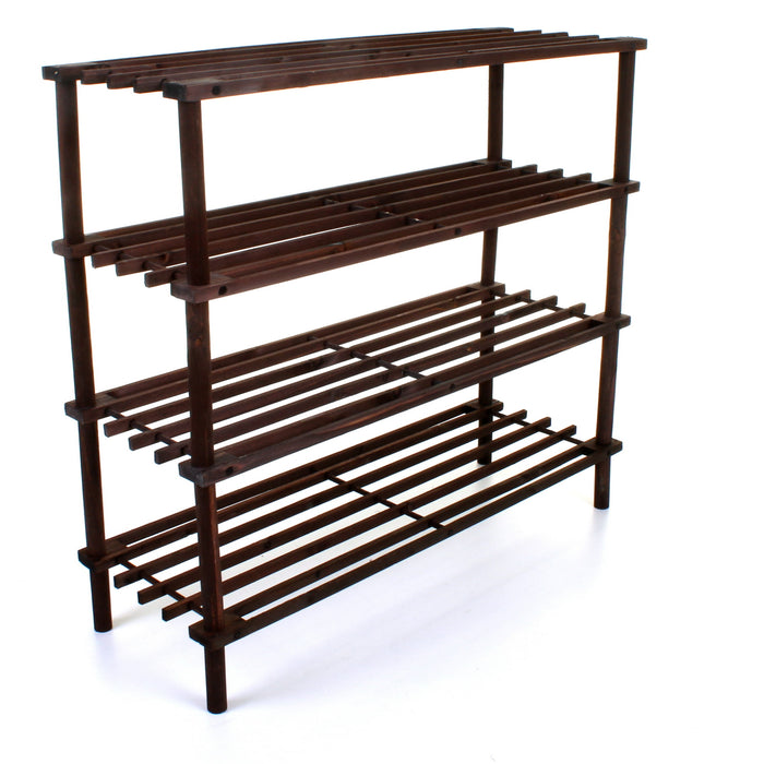4 Tier Wooden Shoe Rack - Walnut