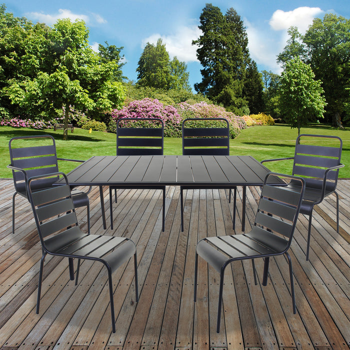 Slatted Bistro Rectangular Table and Chair Sets