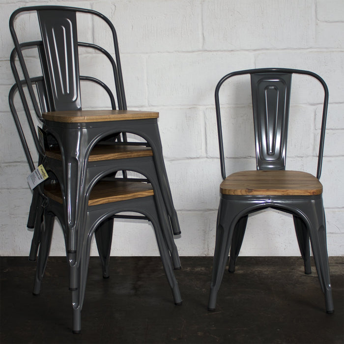 7PC Taranto Table & 6 Palermo Chairs Set - Graphite Grey