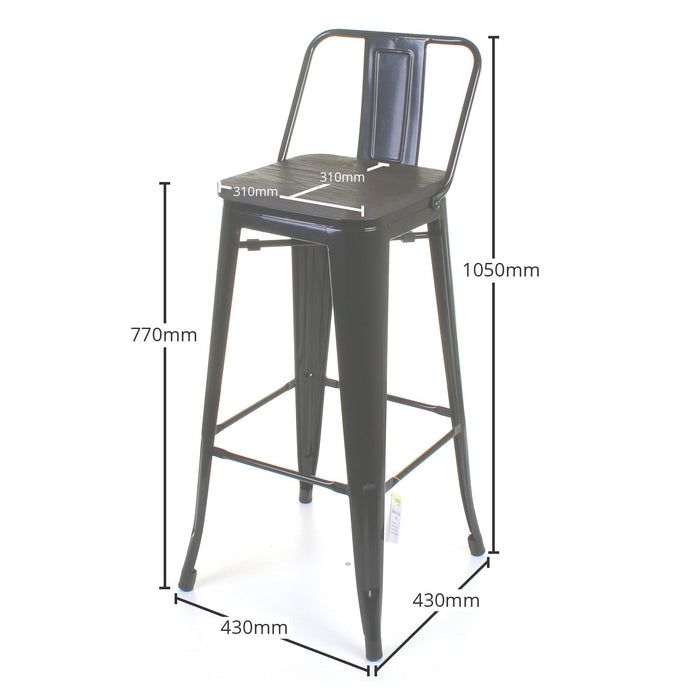 Tolix Style Milan Bar Stool - Black