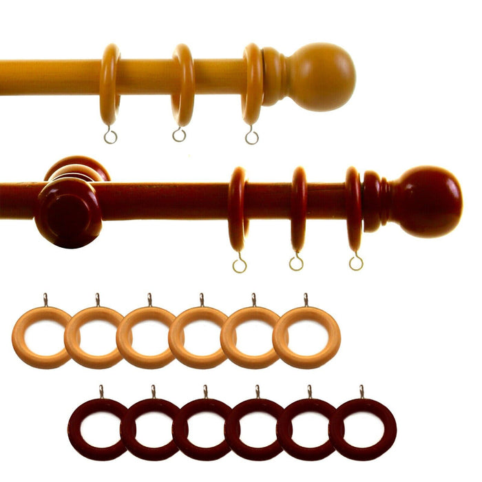 Wood Curtain Pole Walnut 120cm