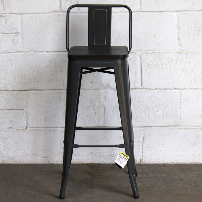 Tolix Style Milan Bar Stool - Graphite Grey