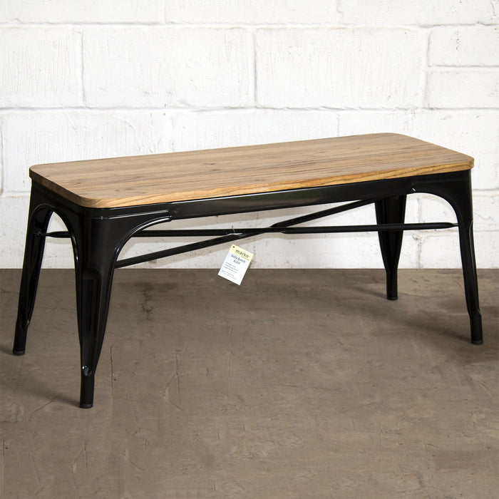 4PC Prato Table, 2 Palermo Chairs & Sicily Bench Set - Black