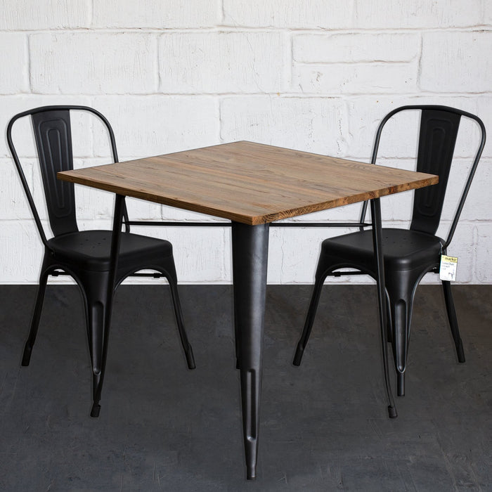 3PC Enna Table & Siena Chair Set - Onyx Matt Black
