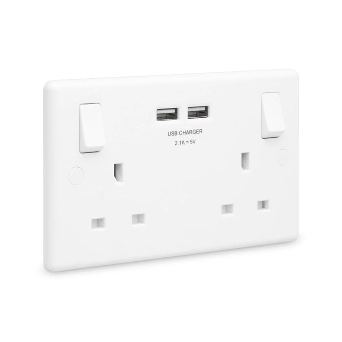 USB Double Wall Socket Round Profile