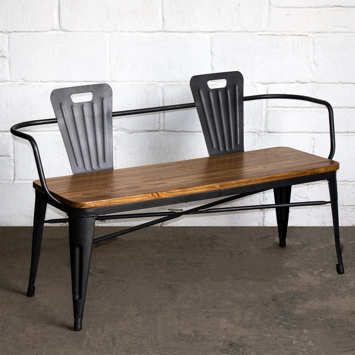 5PC Taranto Table, 3 Palermo Chairs & Nuoro Bench Set - Onyx Matt Black