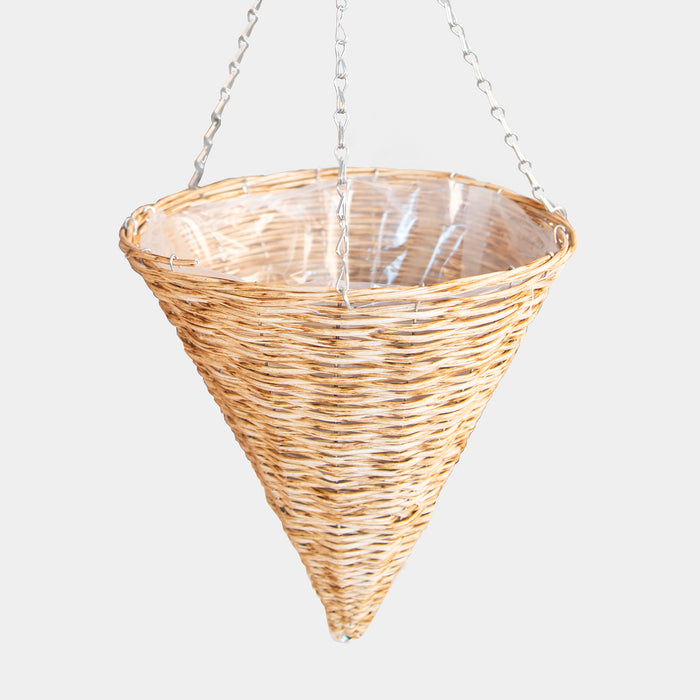 14" Cone Willow Hanging Basket - Natural