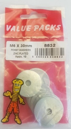 Penny Washers M6 x 30mm