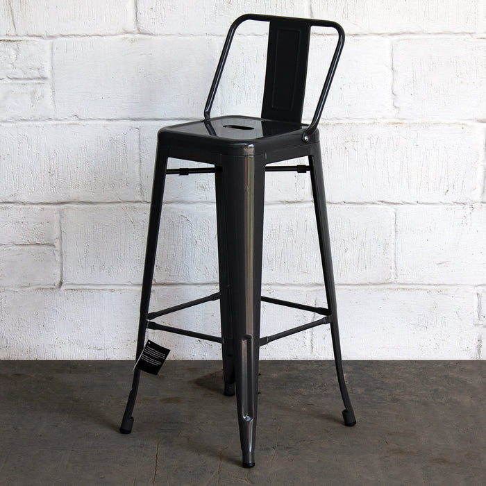 Tolix Style Naples Bar Stool - Graphite Grey