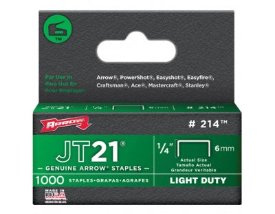 Arrow JT21 Staples 6mm  1/4"  Pack of 1000