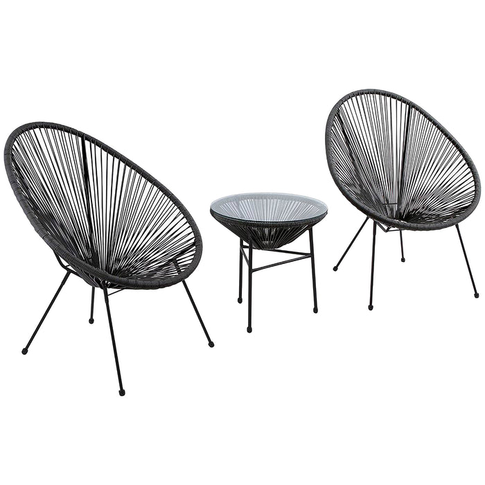 3PC Rattan Egg Set - Black