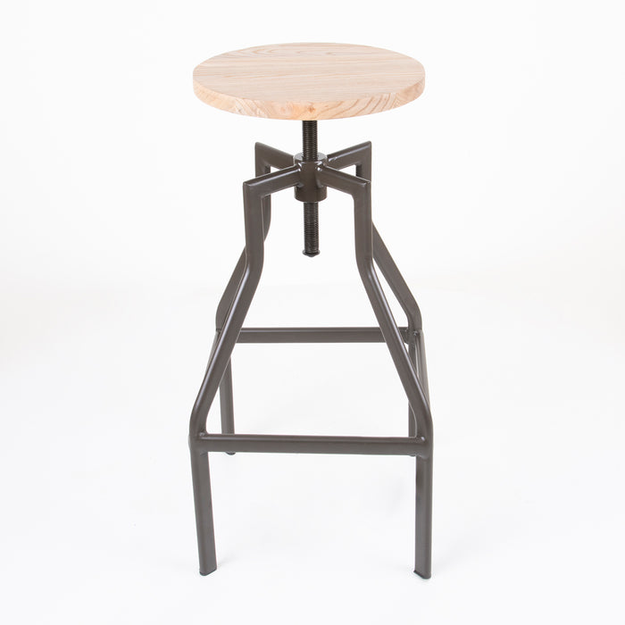 Set of 2 Rustic Wooden Bar Stool - Square Frame