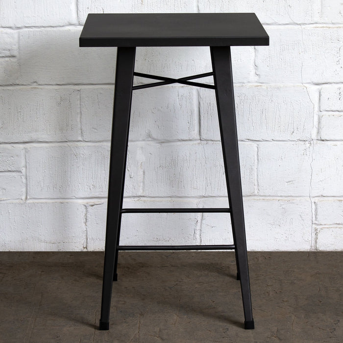 5PC Laus Table & Tuscany Bar Stool Set - Onyx Matt Black