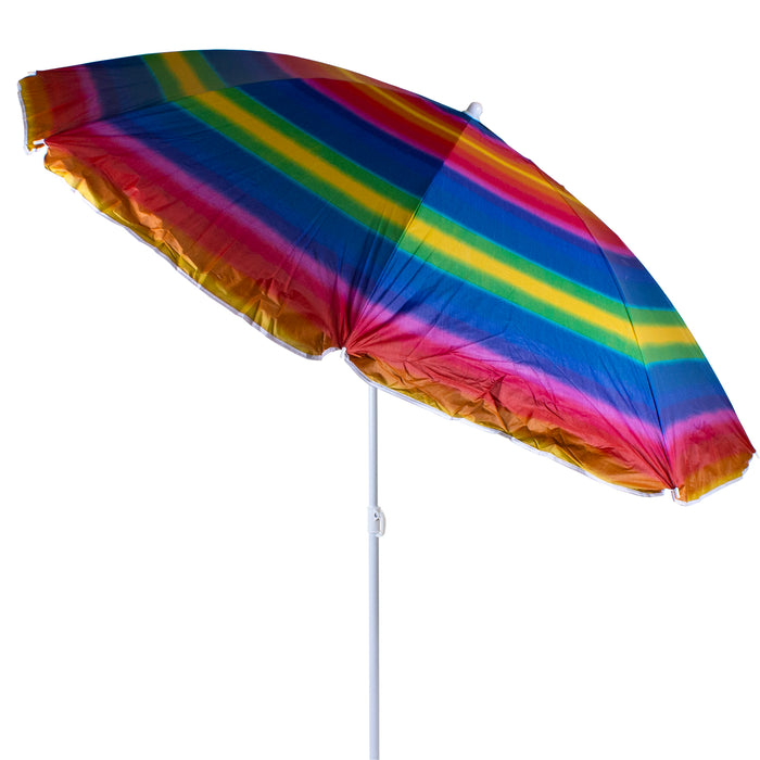 1.8M Multi Coloured Nylon Beach Umbrella