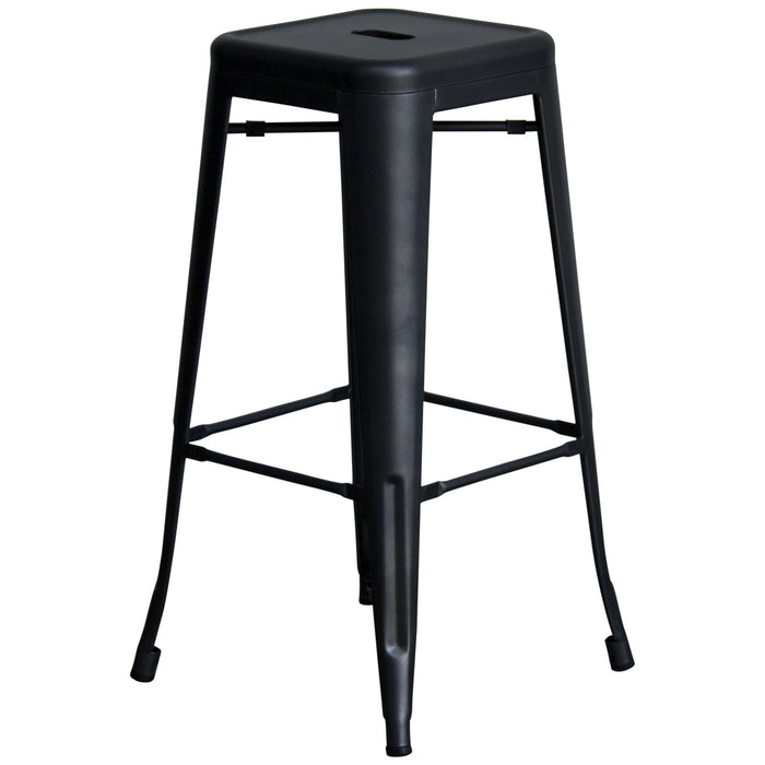5PC Lodi Table & Orvieto Bar Stool Set - Onyx Matt Black