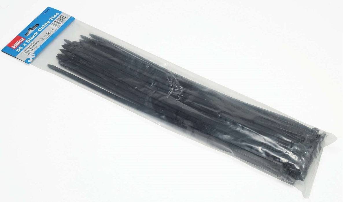 Cable Ties Black 7.2mm x 400mm 50pc