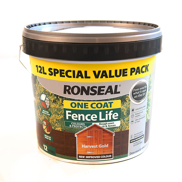 Ronseal One Coat Fence Life - Harvest Gold 12L