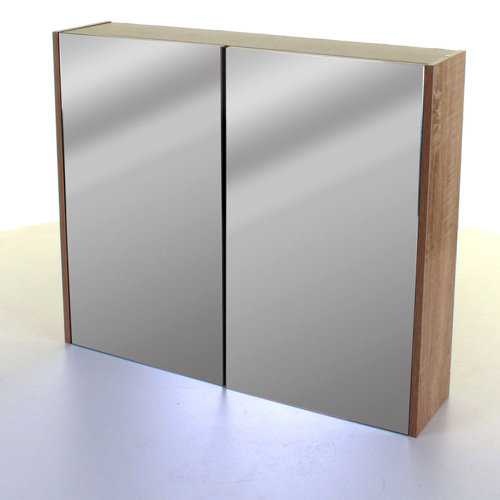 Wood Effect Mirror Wall Cabinet