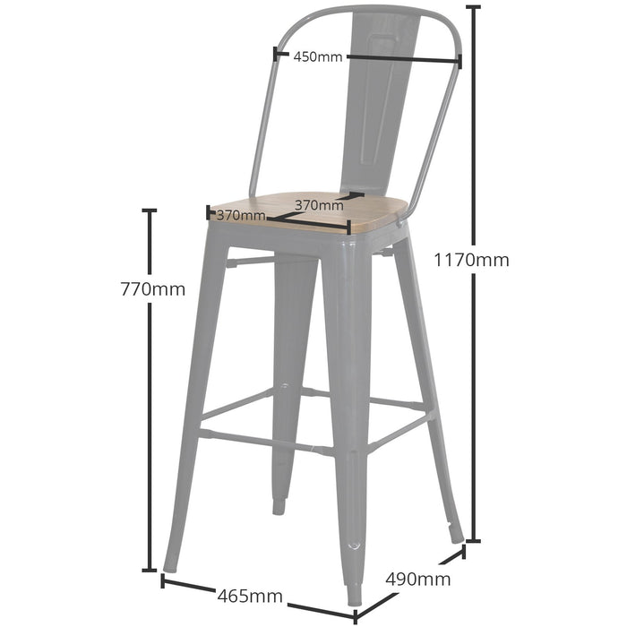 5PC Lodi Table & Soranzo Bar Stool Set - Graphite Grey