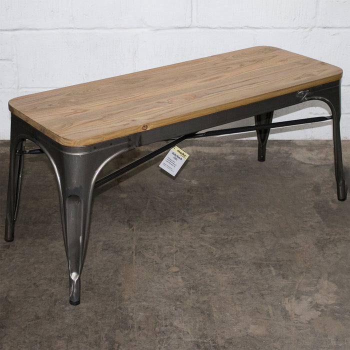 4PC Prato Table, 2 Rho Stools & Sicily Bench Set - Steel