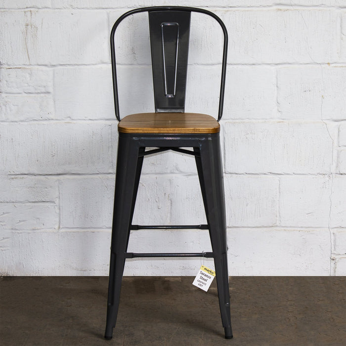 5PC Lodi Table & Soranzo Bar Stool Set - Graphite Grey