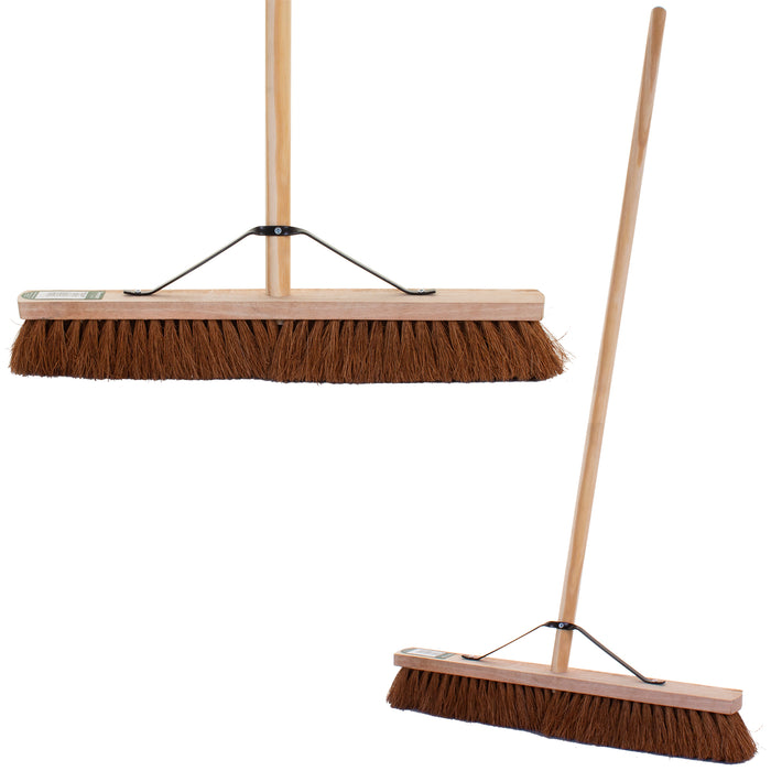 Coco  Bristle Platform Broom Fitted with Metal Stay and Handle 24"