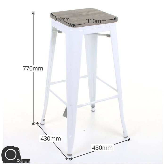 5PC Lodi Table & Firenze Bar Stool Set - White