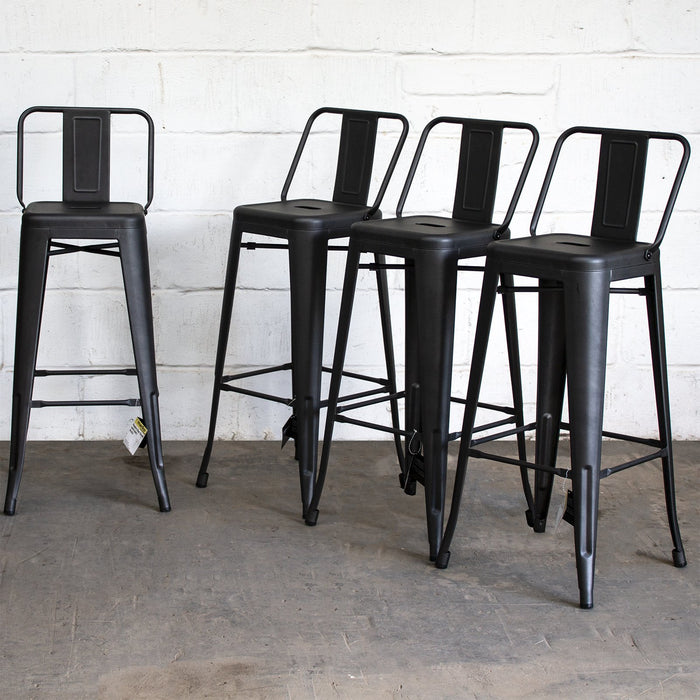 5PC Lodi Table & Naples Bar Stool Set - Onyx Matt Black