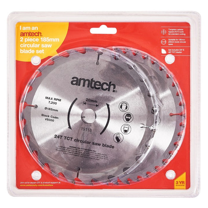 Circular Saw Blade Set (24T/40T) 2pc 185mm