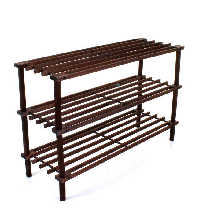 3 Tier Wooden Shoe Rack - Walnut