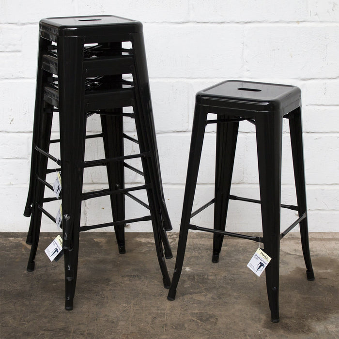 5PC Lodi Table & Orvieto Bar Stool Set - Black