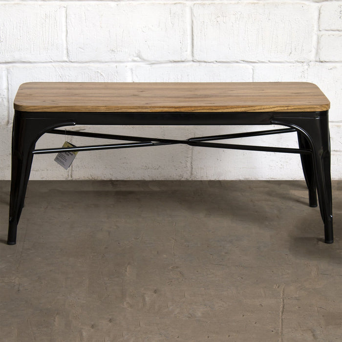 4PC Prato Table, 2 Palermo Chairs & Sicily Bench Set - Black
