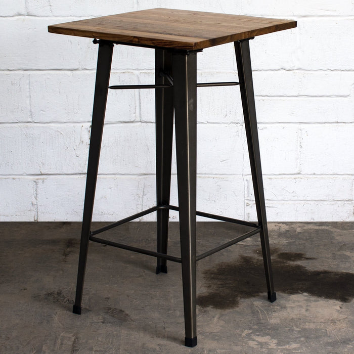 5PC Lodi Table & Naples Bar Stool Set - Gun Metal Grey