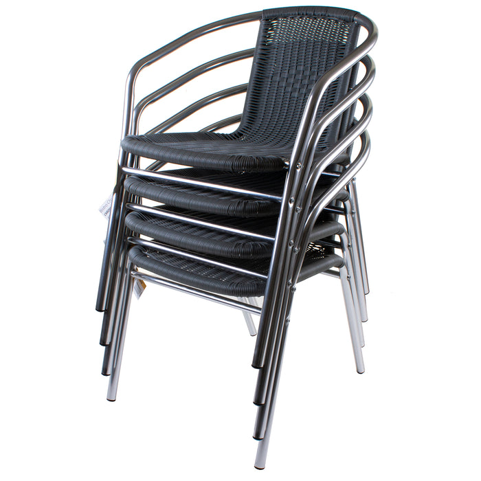 Chrome/Grey Wicker Bistro Sets - Square Stacking Table