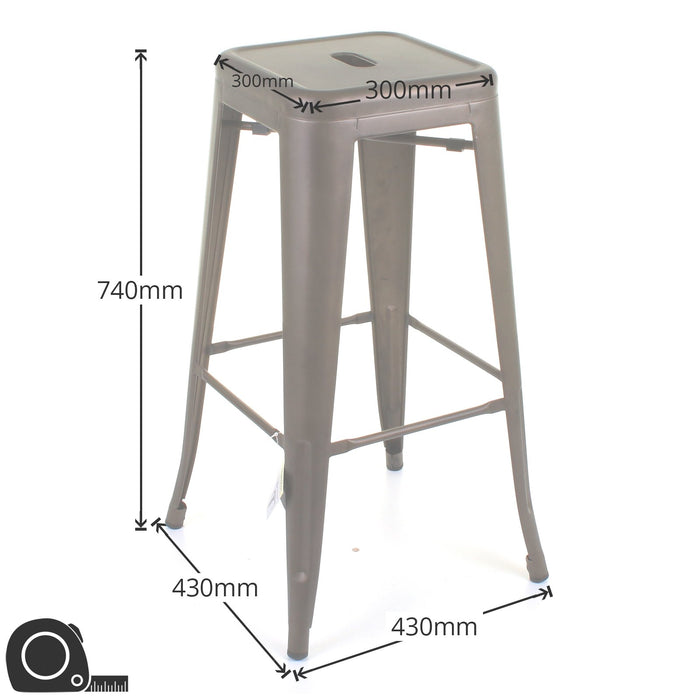 3PC Lodi Table & Orvieto Bar Stool Set - Gun Metal Grey