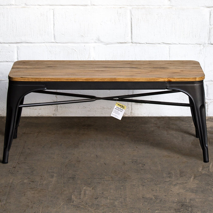 4PC Prato Table, 2 Rho Stools & Sicily Bench Set - Onyx Matt Black
