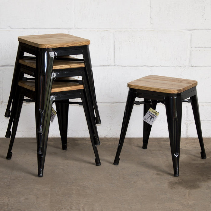 7PC Taranto Table, 3 Palermo Chairs & 3 Rho Stools Set - Black