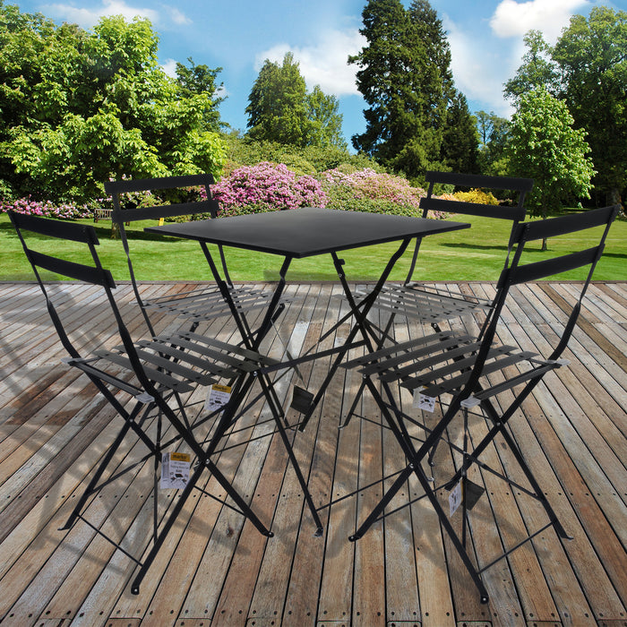 Black Folding Square Bistro Sets