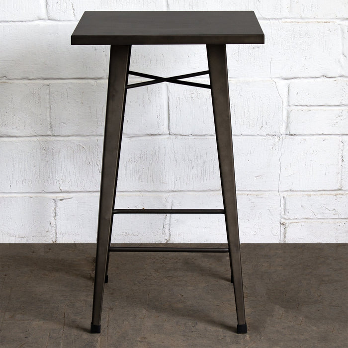 3PC Laus Table & Naples Bar Stool Set - Gun Metal Grey