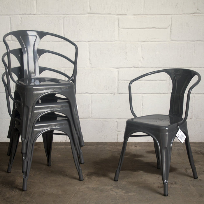 9PC Taranto Table, 5 Forli Chairs & 3 Castel Stools Set - Graphite Grey