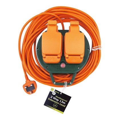 2 Way 15M Outdoor Extension Lead - 13A
