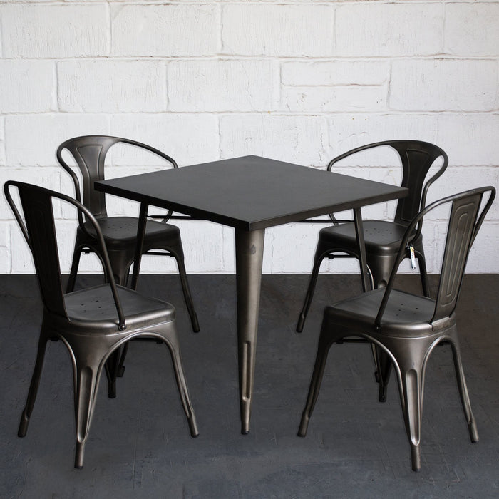 5PC Belvedere Table Forli & Siena Chairs Set - Gun Metal Grey