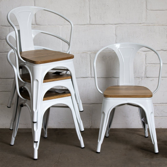 9PC Taranto Table, 5 Florence Chairs & 3 Rho Stools Set - White