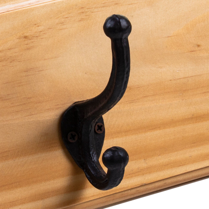 Oak Coat Rack with 5 Twin Hooks