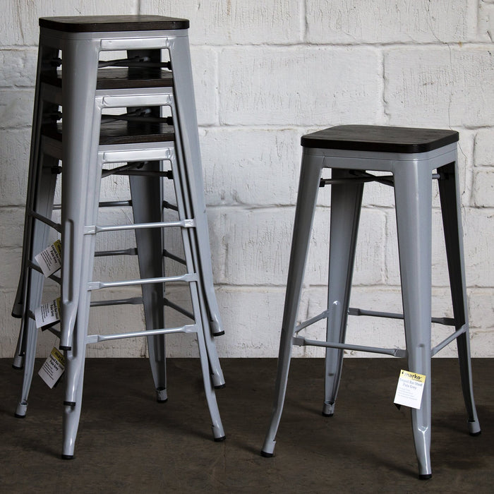 Tolix Style Empoli Bar Stool - Pale Grey