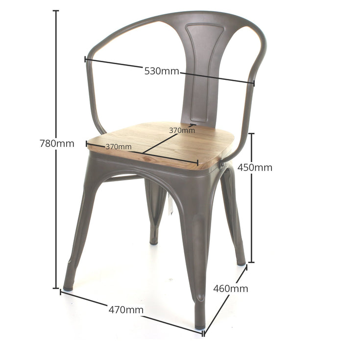 3PC Enna Table & Florence Chair Set - Gun Metal Grey