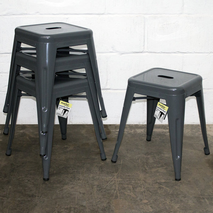 7PC Taranto Table, 3 Siena Chairs & 3 Castel Stools Set - Graphite Grey