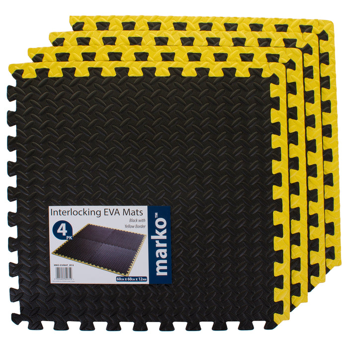 4PK Black/Yellow Interlocking EVA Mats
