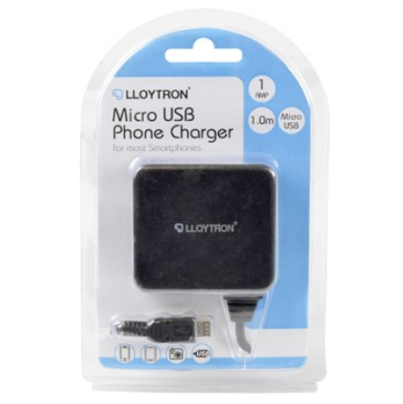 Micro USB Phone Charger Black 1000mA